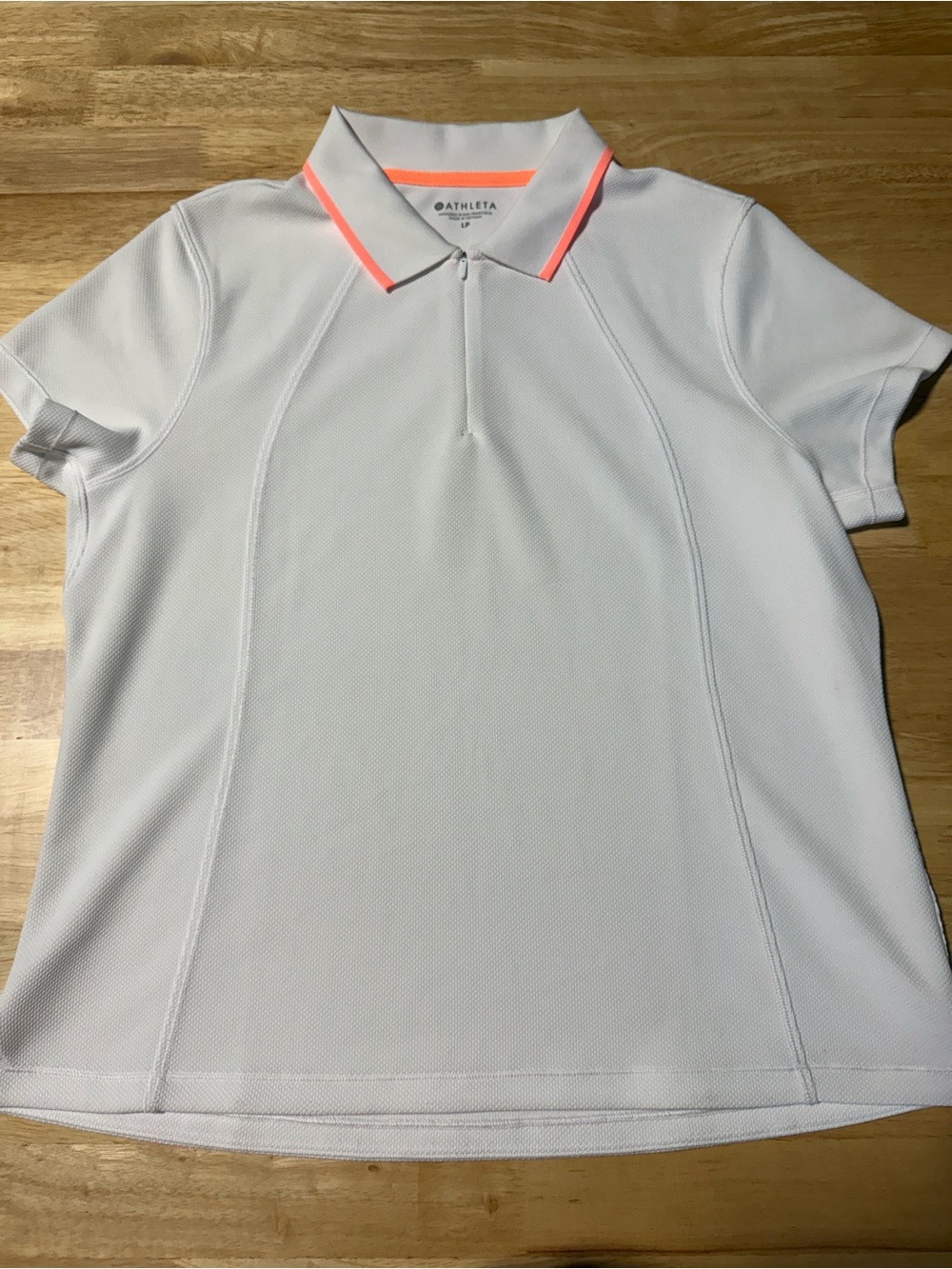 Athleta Women’s White Performance Golf Polo Shirt Neon Coral